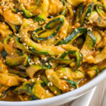 Chinese zucchini in a white bowl.