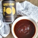 bbq sauce in bowl with can of first chop pod stout
