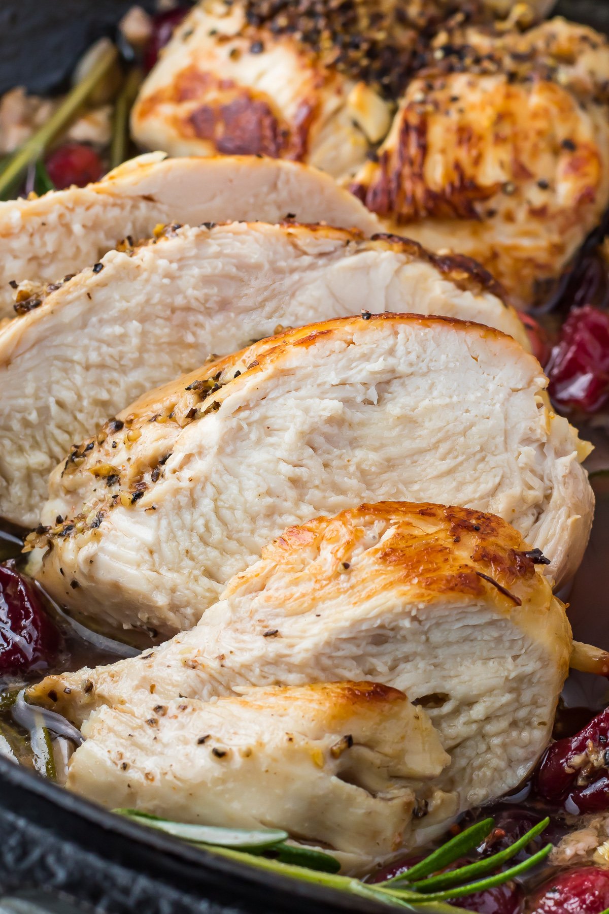 Close up of a juicy chicken breast.