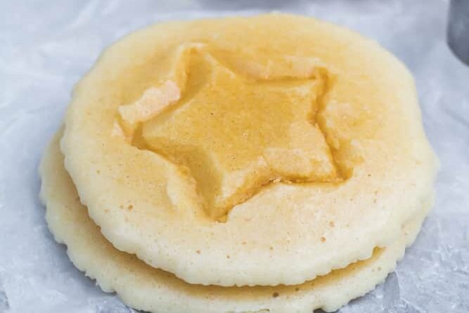 A stack of star-shaped keto pancakes.